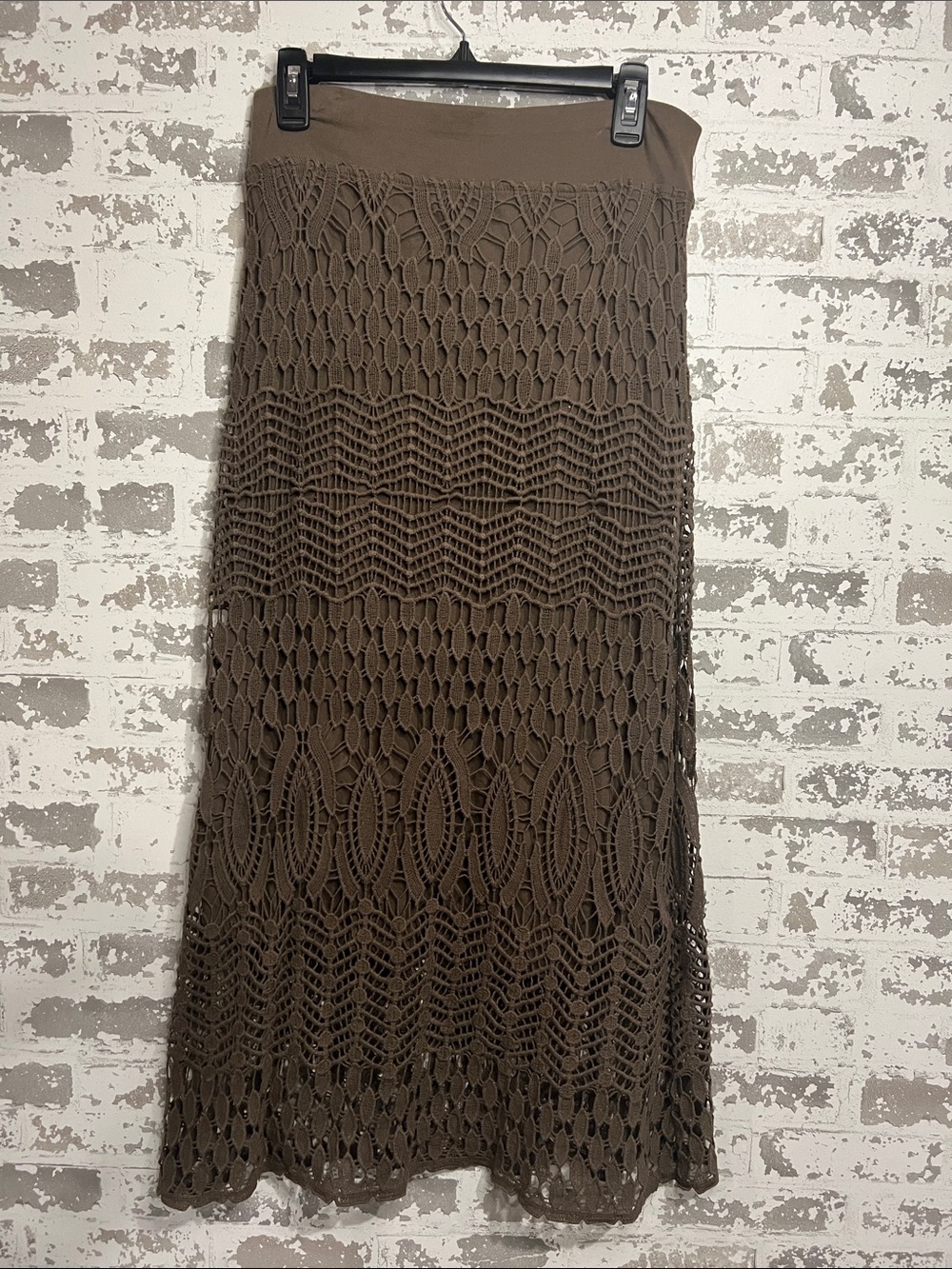 XCVI Brown Crochet Maxi Skirt